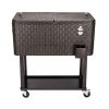 80QT Rattan Square Legs Cooler with Shelf